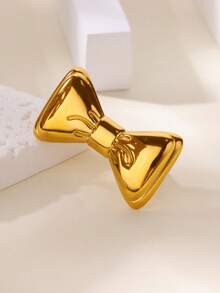 1PC Cute Bow Knot Rings For Women 18K Gold Plated Stainless Steel Bow Open Ring Wedding Party Christmas Jewerly Gift Women
