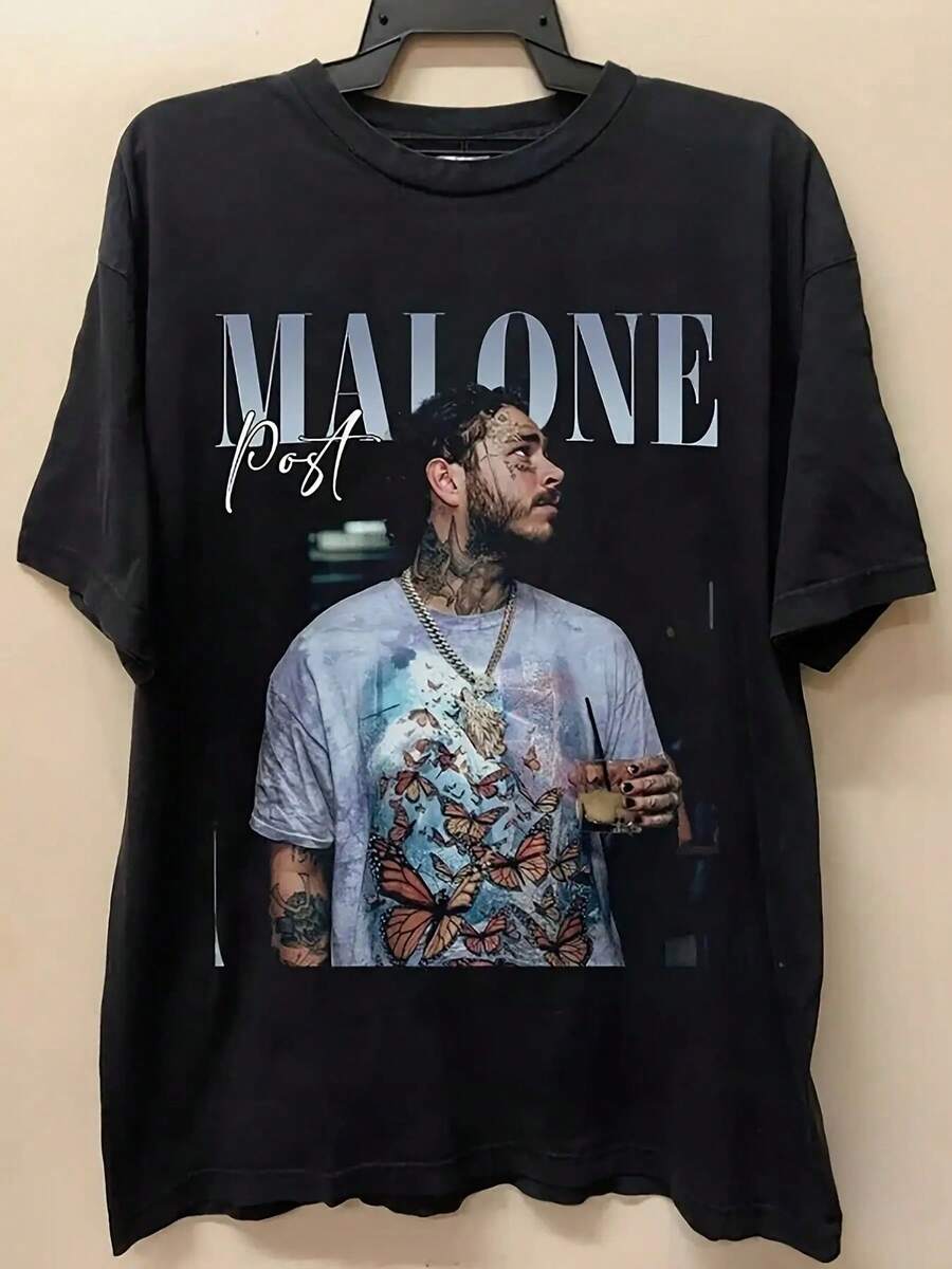 Tour T-Shirt - Black Graphic Tee With Bold "" Text & Tattoo Design, Soft Breathable Fabric, Machine Washable, All-Season Comfort, Regular Fit Short Sleeve, Collectible Gift For Fans, Fan Merchandise, Casual Style, Highquality Print, Fan Merchandise, Casual Wear, Classic Style, Durable Material, Printed Shirt, Casual Wearers, PLUS SIZE - Black - View 1