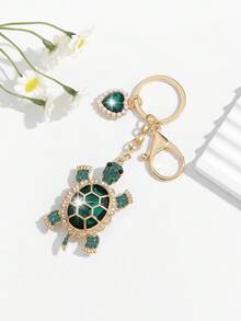 1 pieza Llavero con colgante con forma de tortuga lleno de brillantes, de estilo europeo y americano, lujoso y adorable. Adecuado para decoración y regalo de uso diario para mujeres - Multicolor - Ver 13