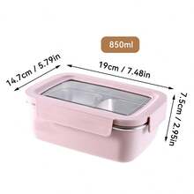 WORTHBUY 1 个 304 不锈钢分隔便当盒带盖，便携式密封防漏午餐盒，带隔间的保温午餐盒，水果沙拉食品储存容器，可用洗碗机、冰箱和微波炉清洗，适合学生和成人在家中、学校、宿舍、办公室、户外露营、野餐、旅行、上学时使用