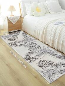 1pc Grey Rugs,Butterfly Pattern,Runner Rug,Crystal Velvet Jelly Base 800g/M² Washable And Machine Washable,Home Decor, Living Room,Kitchens,Passage, Bedroom, Dining Room, Office, All Seasons - Grey - View 16