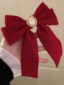 1pc Elegant Bow, Letter & Rose Design Polyester Hair Clip, Hollow Out Princess Style Hair Accessory For Ponytail, Bun, Daily Wear, Claw Clips