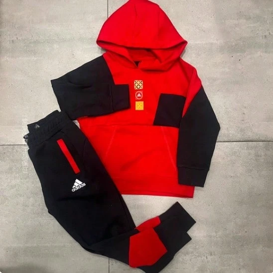 Adidas Children's Spring And Autumn Sports Casual Suits With Hooded Sweatshirts And Trousers, Two-Piece Set