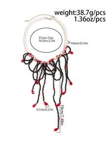 Halloween Rice Bead Beaded Collarbone Chain Accessory, Sweet And Cool Gothic Blood-Dripping Imitation Crystal Tassel Necklace - Multicolor - View 6