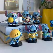 6 قطع دمى ستيتش الموسيقية من ديزني من البي في سي مرخصة رسميًا، زينة كعكة الزفاف، ديكورات عيد الميلاد، تماثيل قابلة للجمع، تماثيل صغيرة، هدايا عيد الميلاد، هدايا الهالوين، ديكورات الهالوين، هدايا الحفلات