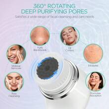 Facial Cleansing Brush Electric For Deep Skin Cleansing Face Scrubber Rechargeable For Exfoliating And Removing Blackhead Spin Face Brush For Massaging, Remove Makeup Facial Brush FB101 - Mặc định - Xem 2