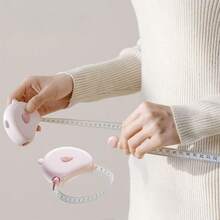 Cute Magnetic Automatic Circumference Measuring Tape, Household Cartoon Tape Measure, Soft Tape Measure For Tailoring Waist And Chest Measurements For Girls, With Magnetic Snap Design For Accurate Measurement, One Click Rebound, And Easy Retraction. Tape Length: 150cm