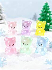 10/20pcs Luminous Mini Resin Bears Figurines, Glow In The Dark Miniature Bear Tiny Animals Ornament For DIY Fairy Garden, Fall, Winter, Thanksgiving, Christmas Decorations, Home Office Desk, Sensory Bins, Collector Displays, Car Interior Accessories, Birthday Party Gifts(Random Color) - Multicolor - View 2