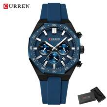 CURREN Men's Fashion Quartz Chronograph Wristwatch, Waterproof Silicone Strap, With Luminous & Auto Date Display - Multicolor - View 18