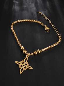 1pc Irish Witch Knot Stainless Steel Double Layer Adjustable Bracelet Elegant Charm Jewelry Birthday Gift - Multicolor - View 8