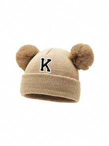 1pc Baby Letter Knitted Hat, Soft, Warm And Comfortable For Boys And Girls Autumn And Winter Outdoor Use.