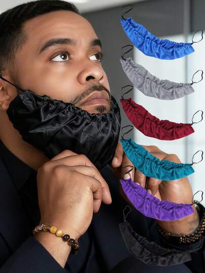 3PCs Men Beard Bonnet Doublyer Adjust For Essential Oil And Moisture Retention And Healthy Hair Growth - Premium Quality Silky Soft Beard Conditioning Cap, Helps To Prevent Itching And Split Ends - Satin Beard Bandana