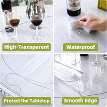 1pc Round Transparent PVC Tablecloth, 0.25mm Thick Clear Protective Mat, Heat Resistant, Waterproof, Scratch-Resistant, Suitable For Home, Office, Cafe