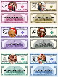 20/40/60/80/100/200/400 pièces, Argent factice personnalisé avec photo et texte, 15,6 x 6,6 cm, pour mariage, anniversaire, votre visage sur l'argent, billet de 100 dollars personnalisé, argent de jeu pour fiançailles, visage personnalisé sur un billet d'un dollar, argent factice avec photo, argent de jeu pour enterrement de vie de garçon, argent factice, argent de campagne pour bal des finissants