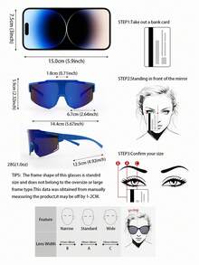 1 Pair Unisex Blue Asymmetrical Cycling & Hiking Sports Eyeglasses, Fashionable & Versatile, Rugged & Chiseled Design To Enhance Facial Contours, Suitable For Daily Life, Beach, Driving, Camping, Fishing, Parties And Outdoor Travel, All-Season