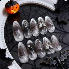 Zuiapoo 24PCS Nail Art Pieces In Different Styles, Hot Selling, Press On Nails Halloween, French Tip Nails, Long Nail, Heavy Industry, Black Nails, Star And Butterfly Long Fake Nail Art, Ideal Birthday And Halloween Gift For Girls And Women, DIY Nail Art At Home, Punk Hot Style,Nails Y2k - 1PC-E - 查看 5