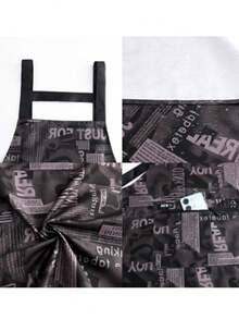 1pc Extra Long Waterproof Apron, Minimalist Letter Design, Kitchen/Home Cooking Oil & Dirt Resistant Apron Unisex - Multicolor - View 5