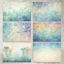 36 Sheets A5 Blue Jellyfish Scale Background Scrapbooking Paper, Suitable For Bullet Journals, Collages, Cards, Scrapbooks And Crafts