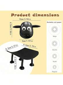 1/3 Sheep Shaped Toilet Paper Holder - Fun Toilet Paper Holder Freestanding Bathroom Set - 3D Printed Black Sheep Toilet Paper Holder - Creative Toilet Paper Roll Storage - Cute Bathroom Decor - Multicolor - View 6
