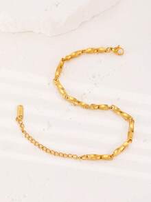 Pulsera de cadena de eslabones geométricos de acero inoxidable elegante, accesorio de joyería minimalista y versátil para mujeres, adecuado para uso diario y fiestas, gran regalo para amigos