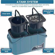 Spin Mop And BucketMop Bucket With Separates Dirty And Clean Water 4Chamber Mop And Bucket With Wringer Set For Home Best Household Cleaning Tools With 6 Replacement Mop Heads 4X Wheel - 196810431102 - 查看 3