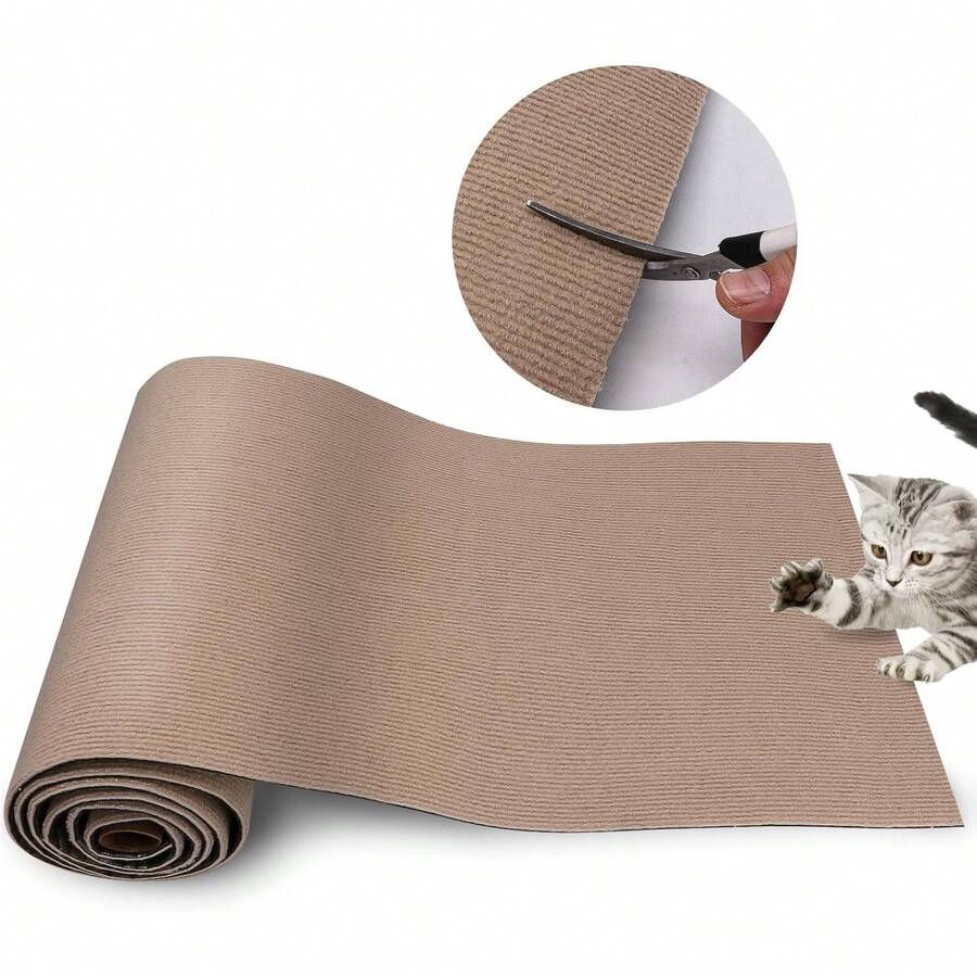 78.7"X15.8" Cat Scratch Mat, Replacement For Cat Scratching Post Or Pad, DIY Cat Tree Shelf, Decorative Cat Tower, Couch Furniture Or Wall Protector (Black) - 米色 - 查看 1