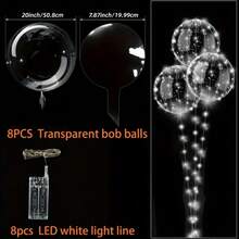 10 Pack LED Glowing Floating Ball Balloons With Warm White & Multicolor, Self-Lit Party Decorations For Weddings, Birthdays, Valentine's Day, Christmas, New Year's Eve - - (Batteries Not Included) - Indoor/ Use, Easy Setup, Magical Floating For Home & Events, Includes LED Strips & Floating Orbs, Perfect For Banquets & Family Celebrations, Balloons For Birthday Party, Birthday Party Decorations, Halloween Balloons, Balloon Letter Box, Happy Birthday Balloons, - 白色 - 查看 7