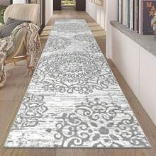 Pauwer Hallway Runner Rug Washable Rugs Runner Non Skid Carpet Runner Boho Farmhouse Vintage Throw Area Rugs Floor For Kitchen Laundry Room Entryway Bedroom Bathroom - 灰色 - 查看 12