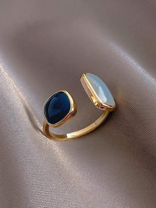 1 Stück modischer, einfacher und eleganter Design Ring mit farbiger Glasur, in der Größe verstellbar, vielseitig für den täglichen Gebrauch von Damen, als Party-Accessoire oder Geschenk geeignet