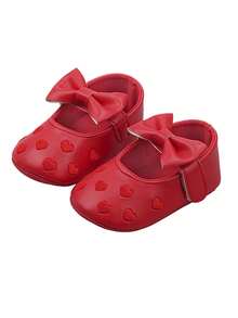 1 par de zapatos planos suaves y antideslizantes para niños pequeños y bebés, de moda y elegantes, para primavera/otoño - Rojo - Ver 8