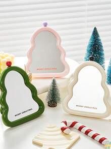 1 pieza Espejo de Vanidad Plegable con Forma de Árbol de Navidad, Portátil y Conveniente para Maquillaje, Dormitorio, Dormitorio Universitario, Oficina, Uso Doméstico, Nuevo Regalo de Navidad