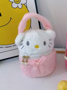 Sanrio 1pc Sanrio Cute Cartoon Cosmetic Bag, Plush Toy Doll Prize, Girlfriend Gift, Accessories, Backpack Decor, Bracelet Bag, Cosmetic Bag, Unisex Holiday Birthday Party Gift