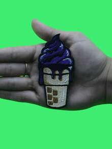 1 pieza Parche bordado con cono de helado de jarabe morado para planchar - Multicolor - Ver 2