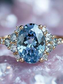 1PC Luxurious Womens Rings Sparkling Fancy Blue Gorgeous Rings For Women Engagement Wedding Band Promiss Ring Birthday Merry Christmas Valentine's Day Anniversary Gift For Her Jewelry Ring - Màu xanh lam - Xem 1