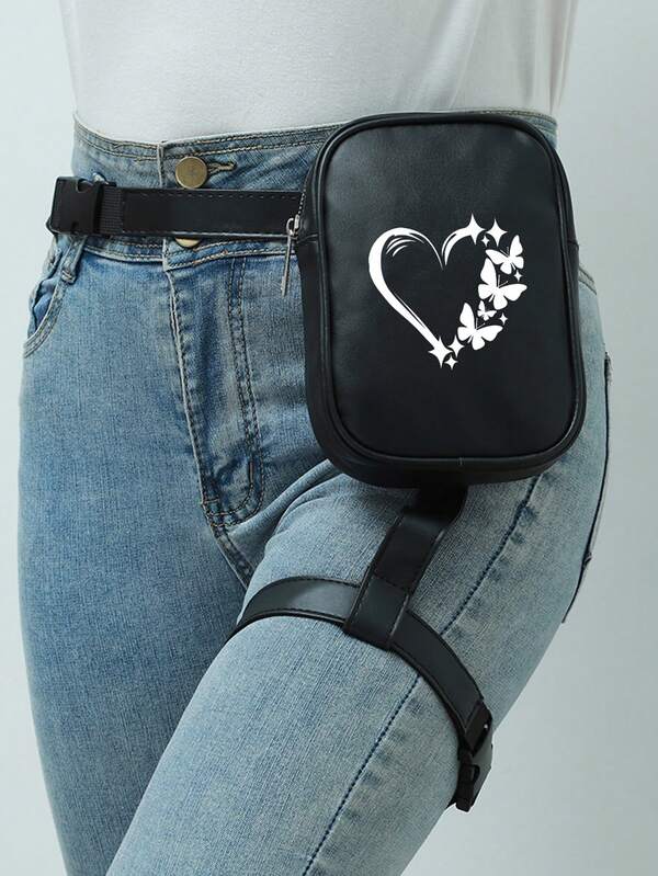 Schmetterling Herz Muster Lässig Laufsport Hüfttasche, tragbare multifunktionale Hüfttasche, Handyaufbewahrung Mini Beintasche, minimalistischer Outdoor Radfahren Sport Fitness Kleinigkeiten Aufbewahrungstasche