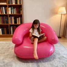 1 pieza Sofá inflable pequeño y transparente para exteriores, silla perezosa inflable para exteriores, asiento inflable portátil y de fácil almacenamiento para campamento de niños, apto para uso en interiores y exteriores - Multicolor - Ver 7