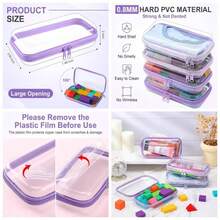 - 4 bolsas de maquillaje transparentes con cierre dura y transparente para lpices, caja de almacenamiento transparente para cosmticos, aperitivos, bloques de construccin, rompecabezas - Púrpura + 7,5 x 3,9 x 2 pulgadas - Ver 1