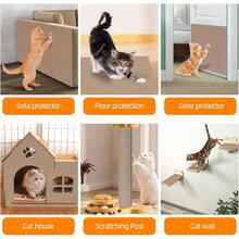 78.7"X15.8" Cat Scratch Mat, Replacement For Cat Scratching Post Or Pad, DIY Cat Tree Shelf, Decorative Cat Tower, Couch Furniture Or Wall Protector (Black) - 米色 - 查看 3