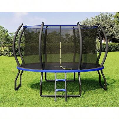 Merluxy 8FT 10FT 12FT 14FT 16FT Recreational Outdoor Trampoline For Kids And Adults, Backyard Trampoline With Enclosure Net And Ladder, ASTM Approved Quick Connect Frame