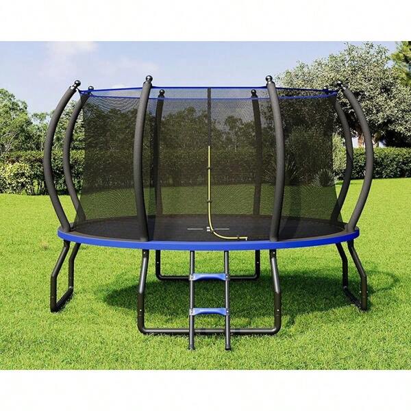 Merluxy 8FT 10FT 12FT 14FT 16FT Recreational Outdoor Trampoline For Kids And Adults, Backyard Trampoline With Enclosure Net And Ladder, ASTM Approved Quick Connect Frame