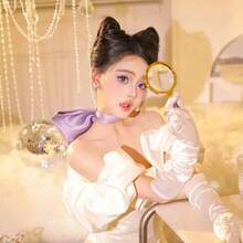 Handmade Purple Large Bow Collar For Women, Extra Large Satin Bow Neck Necklace, Neck Chain, Neck Accessory Suitable For Women's Dressing, Hair Accessories, Neck Decoration - Nơ/vòng cổ màu tím - Xem 8