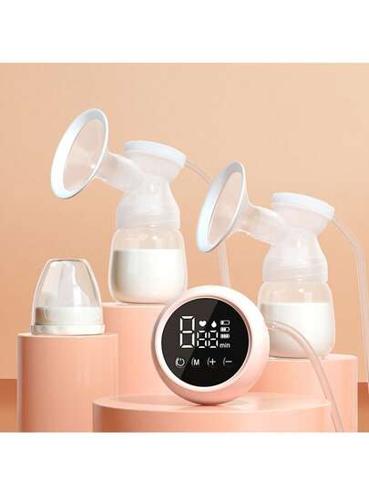 Extractor de leche eléctrico dual, antirreflujo portátil, 3 modos 9 niveles, succión fuerte, indoloro, pantalla LED, fácil de montar y limpiar Extractor de leche recargable para el hogar y los viajes