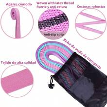 Bandas de Resistencia para Mujeres 24lb - 75lb - Juego de 3 Bandas Elsticas de Tela con 4 Niveles, Ejercicios en Casa/Gimnasio/Pilates, Entrenamiento Full Body Antideslizantes+ Gua de Ejercicios - Púrpura,Rosado,Verde - Ver 8