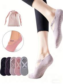 Custom Name Women's Yoga Socks, Straps Pilates Ballet Barre Socks For Women,Silicone Anti- Dance Sports Socks, Yoga Socks For Women,Non Grip Pilates Socks Suitable,Women Non- Yoga Socks With Rubber Grips, Women's Yoga Socks - Silicone Anti, Soft, Comfortable For Fitness, Pilates, Dancing, Indoor Sports,Ballet,Plasticity,Dance,Home,Training,Workout, Barre,Dance Pilates Gifts - Multicolor - View 5