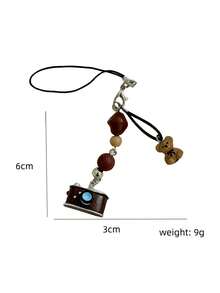 1pc Retro Camera Beaded Phone Lanyard, Creative Keychain Pendant Accessory - Multicolor - View 5