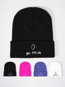 1pc Autumn/Winter Outdoor Printed Melting Smiling Face Knit Adjustable Hat, Casual Sun Hat Suitable For Spring, Autumn, Travel, Beach, Men & Women, Y2K Style Young People Beanie Fall Outfit - Knitted Hat - View 13