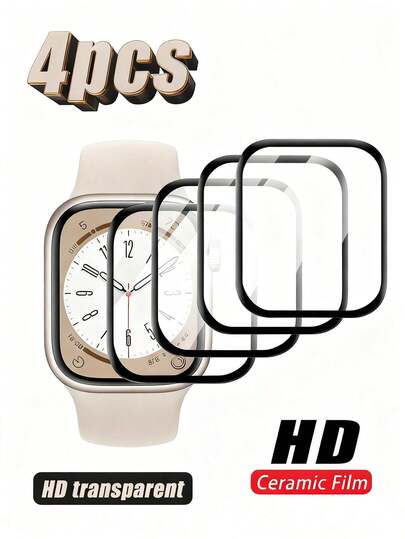 4 pezzi Pellicola protettiva per schermo in ceramica morbida compatibile con Apple Watch Serie 1/2/3/4/5/6/7/8/SE, 42mm e 46mm, durezza 9H, alta sensibilità, anti-graffio, impermeabile, anti-impronta digitale, senza bolle, compatibile con tutte le custodie protettive