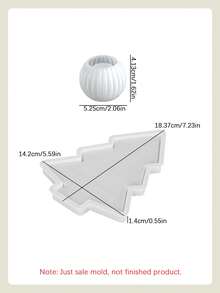 Bộ 2 khuôn - Khuôn khay cây thông Noel + Khuôn nến tròn sọc nhỏ, Khuôn thạch cao đất sét trang trí Giáng sinh sáng tạo tự làm, Khuôn nhựa Epoxy trang trí không khí lễ hội, Khuôn đúc thủ công mỹ nghệ - trắng - Xem 10