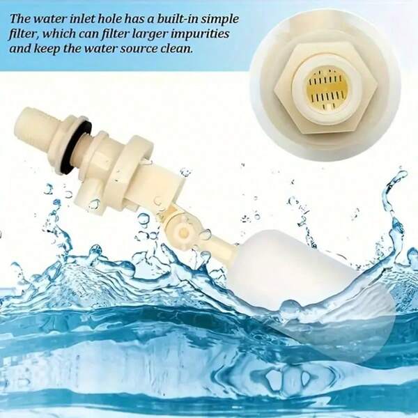 1 Automatic Water Dispenser With Float Valve - 1/2 Inch Stainless Steel, Easy To Fill And Shut Off The System, Suitable For Horses, Cattle, Sheep, Pigs, Dogs - Plastic Body, No Electricity Required