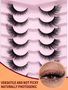 7 paires de faux cils style œil de chat et œil de renard, look naturel, doux et bouclés, extension de cils, style dessin animé, effet dramatique, convient pour le maquillage quotidien - Faux cils œil-de-chat - Voir 4